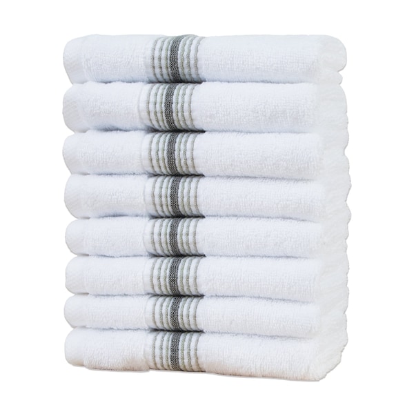 Arkwright Home Aston & Arden Turkish Striped Washcloth 13x13 Sage (8pk) WC-STT-1313-1.75-SGE - main